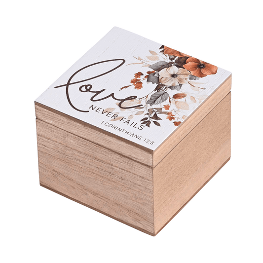 Elegant Keepsake Box - Love Never Fails - 4X4 Inches-0